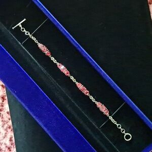Pure Pink Mystic Topaz Toggle Clasp Bracelet in 925 Sterling Silver 6.5"
